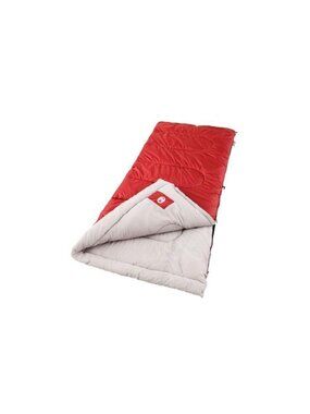 Coleman Adult-Sized 30-Degree Rectangular Sleeping Bag Red & Gray Lightweight Fo